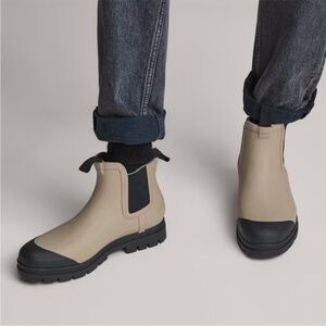 Everlane Beige and Black Rain Boots